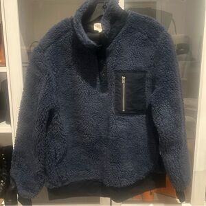 American Eagle AE77 Unisex 1/4 snap pullover Sherpa jacket/Sweater Navy Blue